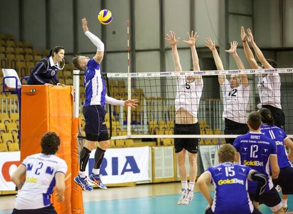 VOLLEYBALL - MEVZA, Kamnik vs Hypo Tirol LJUBLJANA,SLOVENIA,11.MAR.16 - VOLLEYBALL - MEVZA, Middle European Volleyball Zonal Association, men, semi final, Hypo Tirol VT vs Calcit Kamnik. Image shows Janis Peda (Hypo Tirol). GEPAxpictures xMaticxKlansek