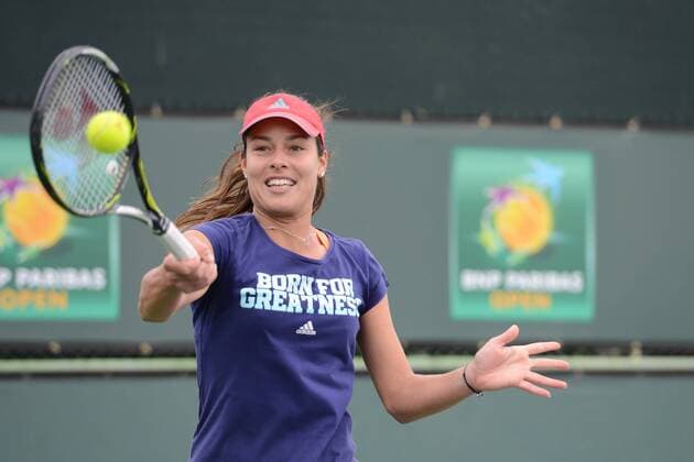 March 11, 2016 - Indian Wells, California, United States - ANA IVANOVIC of Serbia on a practice court at the BNP Paribas Open in Indian Wells California. Tennis 2016 - BNP Paribas Open - Day 5 - ZUMAl132