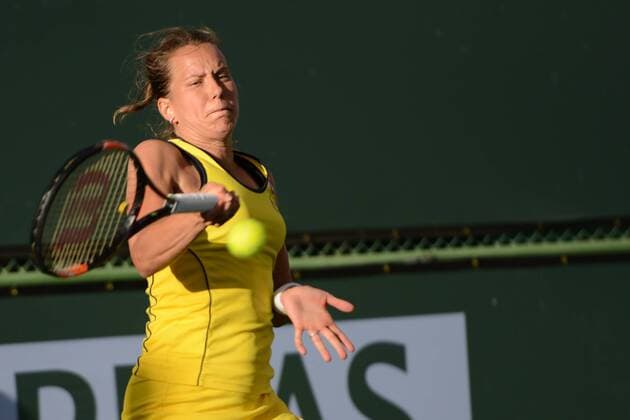 March 11, 2016 - Indian Wells, California, United States - BARBORA STRYCOVA in action during her match vs. A. Petkovic at the BNP Paribas Open in Indian Wells California. Tennis 2016 - BNP Paribas Open - Day 5 - ZUMAl132