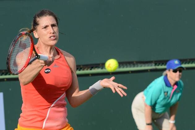 March 11, 2016 - Indian Wells, California, United States - ANDREA PETKOVIC in action during her match vs. B. Strycova at the BNP Paribas Open in Indian Wells California. Tennis 2016 - BNP Paribas Open - Day 5 - ZUMAl132