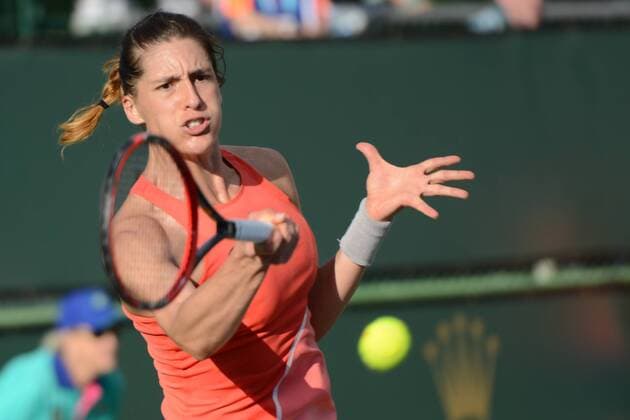 March 11, 2016 - Indian Wells, California, United States - ANDREA PETKOVIC in action during her match vs. B. Strycova at the BNP Paribas Open in Indian Wells California. Tennis 2016 - BNP Paribas Open - Day 5 - ZUMAl132
