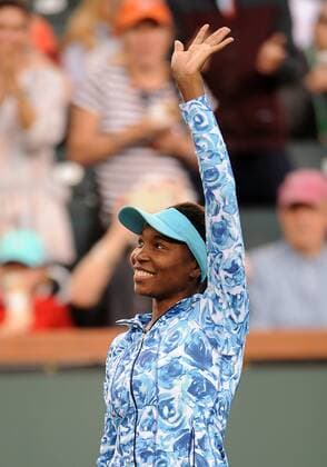 11 March 2016: Playing in her first match in Indian Wells since 2001 Venus Williams (USA) waves to the cheering fans before a match against Kurumi Nara (JPN) during the BNP Paribas Open played at the Indian Wells Tennis Garden in Indian Wells, CA. (Photo By John Cordes Icon Sportswire) TENNIS: MAR 11 BNP Paribas Open Icon506160311043 EDITORIAL USE ONLY