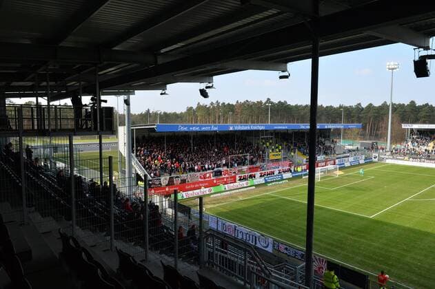 2. Bundesliga,12.03..2016 SV Sandhausen vs. Fortuna Düsseldorf Gästeblock beim SV Sandhausen. - ksp