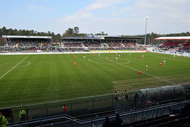 2. Bundesliga,12.03..2016 SV Sandhausen vs. Fortuna Düsseldorf Tribünen beim SV Sandhausen. - ksp