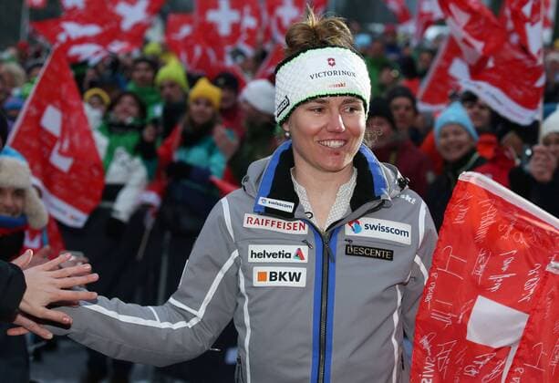 ALPINE SKIING - FIS WC Lenzerheide LENZERHEIDE,GERMANY,12.MAR.16 - ALPINE SKIING - FIS World Cup, Super G, ladies, award ceremony. Image shows Fabienne Suter (SUI). GEPAxpictures xHaraldxSteiner