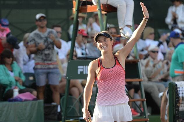 March 12, 2016 - Indian Wells, California, United States - ELINA SVITOLINA celebrates after winning her match vs. A. Beck at the BNP Paribas Open in Indian Wells California. Tennis 2016 - BNP Paribas Open - Day 6 - ZUMAl132