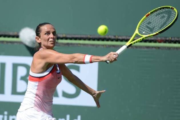 March 12, 2016 - Indian Wells, California, United States - ROBERTA VINCI in action during her match vs. M. Gasparyan at the BNP Paribas Open in Indian Wells California. Tennis 2016 - BNP Paribas Open - Day 6 - ZUMAl132