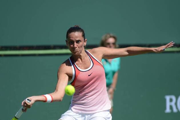 March 12, 2016 - Indian Wells, California, United States - ROBERTA VINCI in action during her match vs. M. Gasparyan at the BNP Paribas Open in Indian Wells California. Tennis 2016 - BNP Paribas Open - Day 6 - ZUMAl132