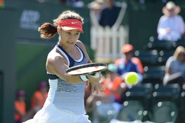 March 12, 2016 - Indian Wells, California, United States - LAUREN DAVIS in action during her match with B. Bencic at the BNP Paribas Open in Indian Wells California. Tennis 2016 - BNP Paribas Open - Day 6 - ZUMAl132