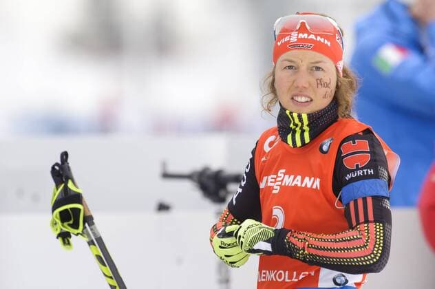 Laura Dahlmeier Aktion IBU World Championships Biathlon 12,5 KM Massenstart der Frauen in Oslo, Norwegen am 13.03.2016