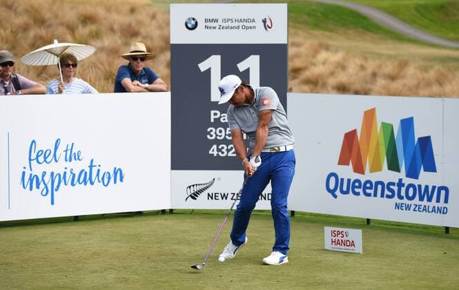 13.03.2016. Arrowtown, New Zealand. Japan s Hideto Tanihara during round 4 at The Hills during 2016 BMW ISPS Handa New Zealand Open. Sunday 13 March 2016. xAndrewxCornagax  ActionPlus11717538