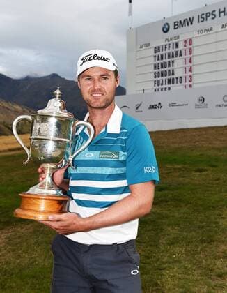 13.03.2016. Arrowtown, New Zealand. Australia s Matthew Griffin poses for a picture after winning the NZ Open at The Hills during 2016 BMW ISPS Handa New Zealand Open. Sunday 13 March 2016. xAndrewxCornagax  ActionPlus11717567