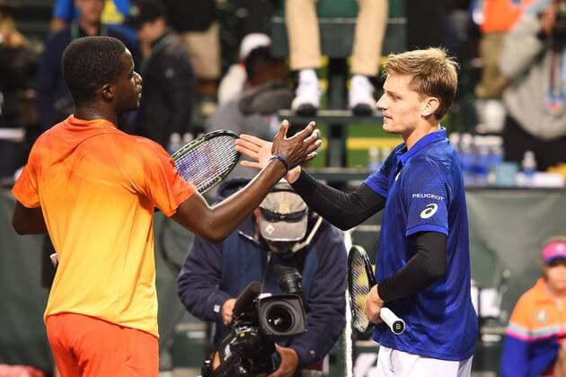 Francis Tiafoe (USA) et David Goffin (Bel) TENNIS : Tournoi d Indian Wells 2016 - 13 03 2016 TennisMagazine Panoramic 