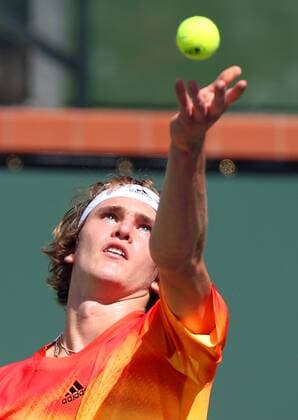 March 13, 2016: Alexander Zverev of Germany serves against Grigor Dimitrov of Bulgaria during the 2016 BNP Paribas Open at Indian Wells Tennis Garden in Indian Wells, California. TENNIS 2016: BNP Paribas Open MAR 13 - ZUMAcb8_