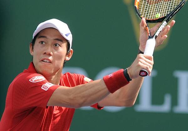 March 13, 2016: Kei Nishikori (JPN) in action during a match against Mikhail Kukushkin (KAZ) during the BNP Paribas Open played at the Indian Wells Tennis Garden in Indian Wells, CA. (Photo By John Cordes Icon Sportswire) TENNIS: MAR 13 BNP Paribas Open Icon506160313135 EDITORIAL USE ONLY