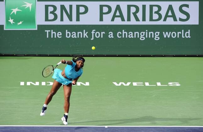 March 13, 2016: Serena Williams (USA) serving in the second set of a match against Yulia Putintseva (KAZ) during the BNP Paribas Open played at the Indian Wells Tennis Garden in Indian Wells, CA. (Photo By John Cordes Icon Sportswire) TENNIS: MAR 13 BNP Paribas Open Icon506160313161 EDITORIAL USE ONLY
