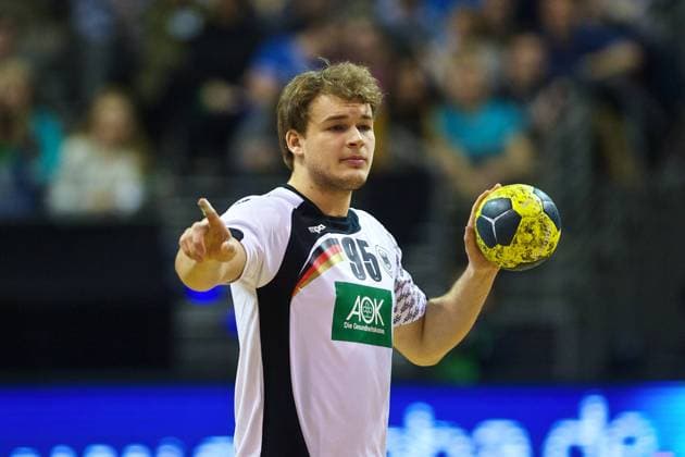 Handball Berlin 13.03.2016 Herren Männer Freundschaftsspiel Länderspiel Deutschland (GER) - Katar (QAT) Paul Drux (Deutschland, No.95)
