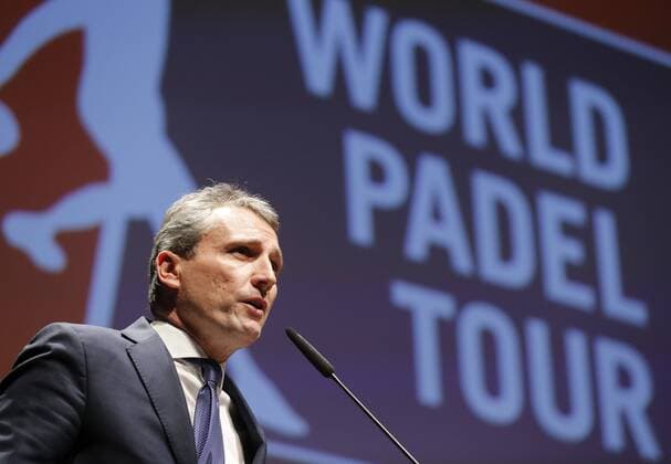 Padel-Tennis, World Padel Tour Präsentation in Madrid WPT CEO, Javier Porras, (L), during the presentation of the circuit World Padel Tour 2016, 14 March 2016, in Madrid, Spain. The World Padel Tour 2016 will kick off in Gijon (Spain) next 28 March and will tour through the main Spanish cities and those of Monaco, Argentina, Portugal and Italy. presentation of the 2016 World Padel Tour which will tour through the main Spanish cities and those of Monaco, Argentina, Portugal and Italy !ACHTUNG: NUR REDAKTIONELLE NUTZUNG! GRA145 20160314-635935681330583484
