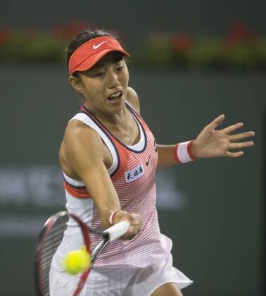 Zhang Shuai of China returns the ball during the women s singles 3rd round match against Victoria Azarenka of Belarus at the BNP Paribas Open in Indian Wells, California, the United States on March 14, 2016.Yang Lei) (SP)US-INDIAN WELLS-TENNIS-BNP PARIBAS OPEN YangxLeixc 