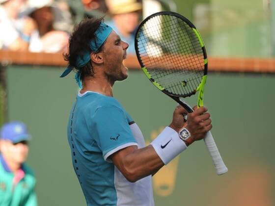 March 15, 2016: Rafael Nadal (ESP) in action during his singles match against Fernando Verdasco (ESP) at the BNP Paribas Open played at the Indian Wells Tennis Garden, Indian Wells, CA (Photo by Cynthia Lum Icon Sportswire) TENNIS: MAR 15 BNP Paribas Open Icon250031516620 EDITORIAL USE ONLY
