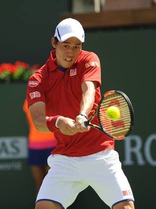 March 15, 2016: Kei Nishikori (JPN) in action during his singles match against Steve Johnson (USA) at the BNP Paribas Open played at the Indian Wells Tennis Garden, Indian Wells, CA (Photo by Cynthia Lum Icon Sportswire) TENNIS: MAR 15 BNP Paribas Open Icon250031516632 EDITORIAL USE ONLY
