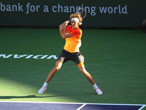 16 March 2016: Alexander Zverev (GER) in action during his loss to Rafael Nadal (ESP) in the men s singles at the BNP Paribas Open played at the Indian Wells Tennis Garden, Indian Wells, CA (Photo by Cynthia Lum Icon Sportswire) TENNIS: MAR 16 BNP Paribas Open Icon250031616031 EDITORIAL USE ONLY