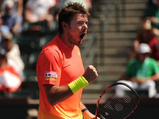 16 March 2016: Stan Stanislas Wawrinka (SUI) in action during his singles match against David Goffin (BEL) at the BNP Paribas Open played at the Indian Wells Tennis Garden, Indian Wells, CA (Photo by Cynthia Lum Icon Sportswire) TENNIS: MAR 16 BNP Paribas Open Icon250031616252 EDITORIAL USE ONLY