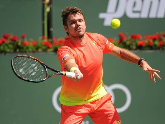 16 March 2016: Stan Stanislas Wawrinka (SUI) in action during his singles match against David Goffin (BEL) at the BNP Paribas Open played at the Indian Wells Tennis Garden, Indian Wells, CA (Photo by Cynthia Lum Icon Sportswire) TENNIS: MAR 16 BNP Paribas Open Icon250031616275 EDITORIAL USE ONLY