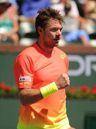 16 March 2016: Stan Stanislas Wawrinka (SUI) in action during his singles match against David Goffin (BEL) at the BNP Paribas Open played at the Indian Wells Tennis Garden, Indian Wells, CA (Photo by Cynthia Lum Icon Sportswire) TENNIS: MAR 16 BNP Paribas Open Icon250031616293 EDITORIAL USE ONLY