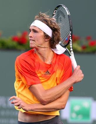 March 16, 2016: Alexander Zverev of Germany returns a shot against Rafael Nadal of Spain during the 2016 BNP Paribas Open at Indian Wells Tennis Garden in Indian Wells, California. TENNIS 2016: BNP Paribas Open MAR 16 - ZUMAcb8_