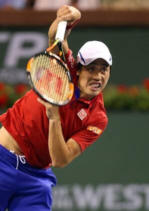 March 16, 2016: Kei Nishikori of Japan returns a shot against John Isner during the 2016 BNP Paribas Open at Indian Wells Tennis Garden in Indian Wells, California. TENNIS 2016: BNP Paribas Open MAR 16 - ZUMAcb8_