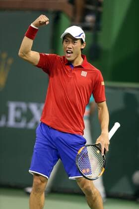 March 16, 2016: Kei Nishikori of Japan celebrates after winning his match against John Isner during the 2016 BNP Paribas Open at Indian Wells Tennis Garden in Indian Wells, California. TENNIS 2016: BNP Paribas Open MAR 16 - ZUMAcb8_