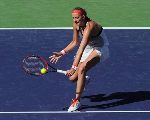 16 Mar. 2016: Petra Kvitova (CZE) in action near the net during a quarterfinals match against Agnieszka Radwanska (POL) during the BNP Paribas Open played at the Indian Wells Tennis Garden in Indian Wells, CA. (Photo By John Cordes Icon Sportswire) TENNIS: MAR 16 BNP Paribas Open Icon506160316028 EDITORIAL USE ONLY