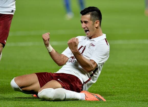 (160317) -- DOHA, March 16, 2016 -- Sardor Rashidov of Qatar s El Jaish celebrates after scoring a goal against Uzbekistan s Nasaf FC during the AFC Asian Champions League group D football match at Lekhwiya stadium in Doha, capital of Qatar, March 16, 2016. Qatar s El Jaish won 1-0. ) (SP)QATAR-DOHA-AFC ASIAN CHAMPIONS LEAGUE-GROUP D-EL JAISH VS NASAF Nikku 