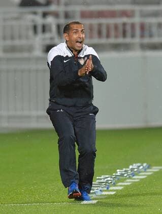 (160317) -- DOHA, March 16, 2016 -- Qatar s El Jaish team French coach Lamouchi Sabri reacts during the AFC Asian Champions League group D football match against Uzbekistan s Nasaf FC at Lekhwiya stadium in Doha, capital of Qatar, March 16, 2016. Qatar s El Jaish won 1-0. ) (SP)QATAR-DOHA-AFC ASIAN CHAMPIONS LEAGUE-GROUP D-EL JAISH VS NASAF Nikku 