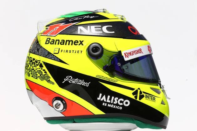 Motorsport, Formel 1, GP Australien, Fahrerhelme in Melbourne Australian Grand Prix, Melbourne 17 - 20 March 2016 17.03.2016 - The helmet of Sergio Perez (MEX) Sahara Force India F1 VJM09 