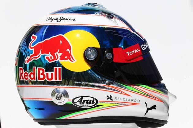 Motorsport, Formel 1, GP Australien, Fahrerhelme in Melbourne Australian Grand Prix, Melbourne 17 - 20 March 2016 Australian Grand Prix, Melbourne 17 - 20 March 2016 17.03.2016 - The helmet of Daniel Ricciardo (AUS) Red Bull Racing RB12 
