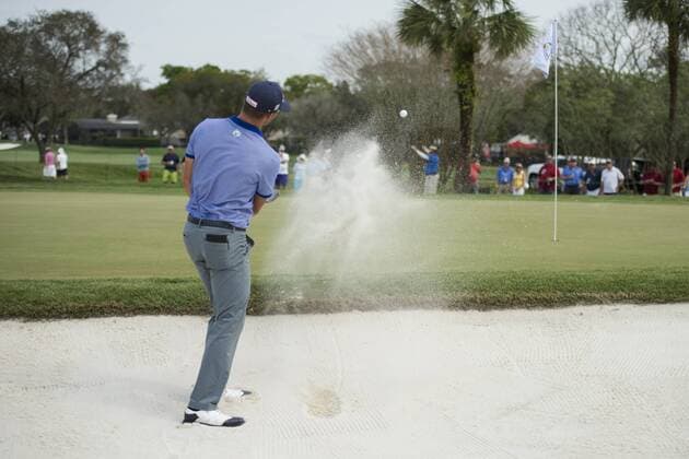 March 18, 2016: Morgan Hoffman plays out of the sand on 14 during the second round of the Arnold Palmer Invitational in Orlando, FL. (Photograph by Roy K. Miller Icon Sportswire) GOLF: MAR 18 PGA Golf Herren - Arnold Palmer Invitational presented by MasterCard - Second Round Icon1603181432 EDITORIAL USE ONLY