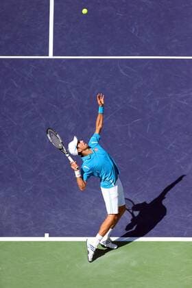 March 18, 2016: Novak Djokovic of Serbia serves against Jo-Wilfried Tsonga of France during the 2016 BNP Paribas Open at Indian Wells Tennis Garden in Indian Wells, California. TENNIS 2016: BNP Paribas Open MAR 18 - ZUMAcb8_