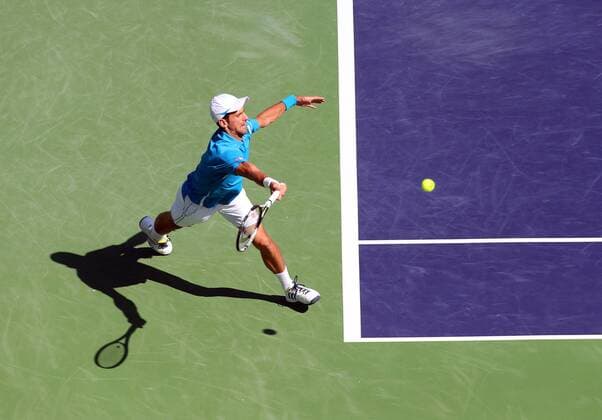 March 18, 2016: Novak Djokovic of Serbia returns a shot against Jo-Wilfried Tsonga of France during the 2016 BNP Paribas Open at Indian Wells Tennis Garden in Indian Wells, California. TENNIS 2016: BNP Paribas Open MAR 18 - ZUMAcb8_