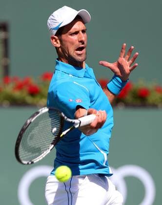 March 18, 2016: Novak Djokovic of Serbia returns a shot against Jo-Wilfried Tsonga of France during the 2016 BNP Paribas Open at Indian Wells Tennis Garden in Indian Wells, California. TENNIS 2016: BNP Paribas Open MAR 18 - ZUMAcb8_