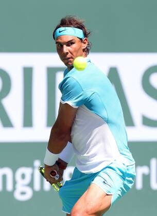 March 18, 2016: Rafael Nadal of Spain returns a shot against Kei Nishikori of Japan during the 2016 BNP Paribas Open at Indian Wells Tennis Garden in Indian Wells, California. TENNIS 2016: BNP Paribas Open MAR 18 - ZUMAcb8_