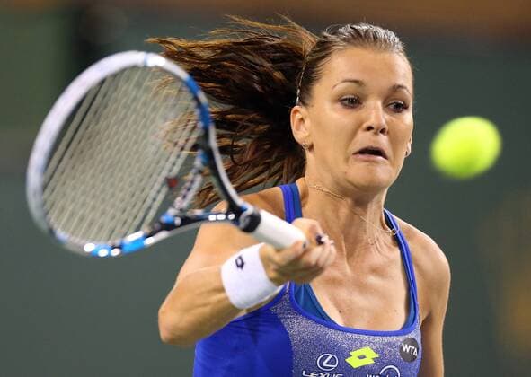 March 18, 2016: Agnieszka Radwanska of Poland returns a shot against Serena Williams during the 2016 BNP Paribas Open at Indian Wells Tennis Garden in Indian Wells, California. TENNIS 2016: BNP Paribas Open MAR 18 - ZUMAcb8_