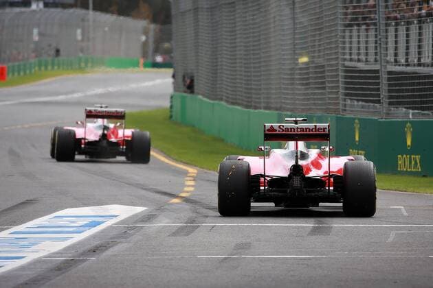 Australian Grand Prix, Melbourne 17 - 20 March 2016 19.03.2016 - Free Practice 3, Sebastian Vettel (GER) Scuderia Ferrari SF16-H and Kimi Raikkonen (FIN) Scuderia Ferrari SF16-H 