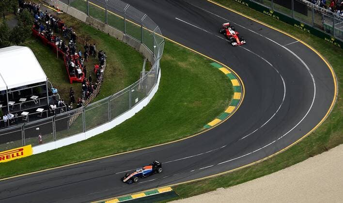 Pascal Wehrlein, Manor Team, Sebastian Vettel, Scuderia Ferrari, formula 1 GP, Australien in Melbourne, 19.03.2016 Photo:mspb Jerry Andre Pascal Wehrlein, Sebastian Vettel, formula 1 GP, Australien