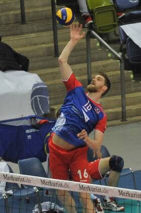 19.03.2016, xtkx, Volleyball 1.Bundesliga Playoffs, United Volleys - TV Ingersoll Bühl, emspor v.l. Christian Duennes (United Volleys) ,