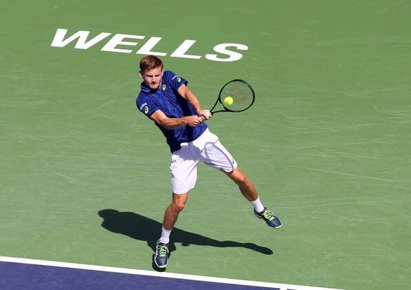 March 19, 2016: David Goffin of Belgium in action against Milos Raonic of Canada in the semi finals of the 2016 BNP Paribas Open at Indian Wells Tennis Garden in Indian Wells, California. TENNIS 2016: BNP Paribas Open MAR 19 - ZUMAcb8_