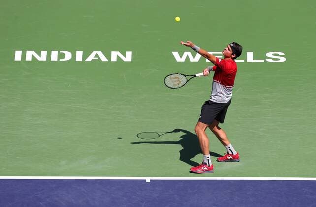 March 19, 2016: Milos Raonic of Canada in action against David Goffin of Belgium in the semi finals of the 2016 BNP Paribas Open at Indian Wells Tennis Garden in Indian Wells, California. TENNIS 2016: BNP Paribas Open MAR 19 - ZUMAcb8_