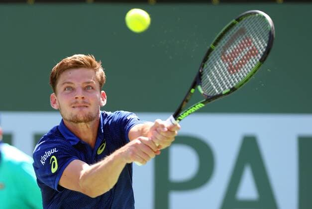 March 19, 2016: David Goffin of Belgium in action against Milos Raonic of Canada in the semi finals of the 2016 BNP Paribas Open at Indian Wells Tennis Garden in Indian Wells, California. TENNIS 2016: BNP Paribas Open MAR 19 - ZUMAcb8_