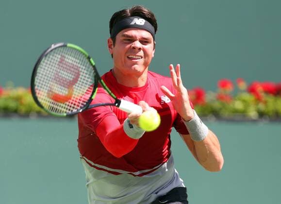 March 19, 2016: Milos Raonic of Canada in action against David Goffin of Belgium in the semi finals of the 2016 BNP Paribas Open at Indian Wells Tennis Garden in Indian Wells, California. TENNIS 2016: BNP Paribas Open MAR 19 - ZUMAcb8_